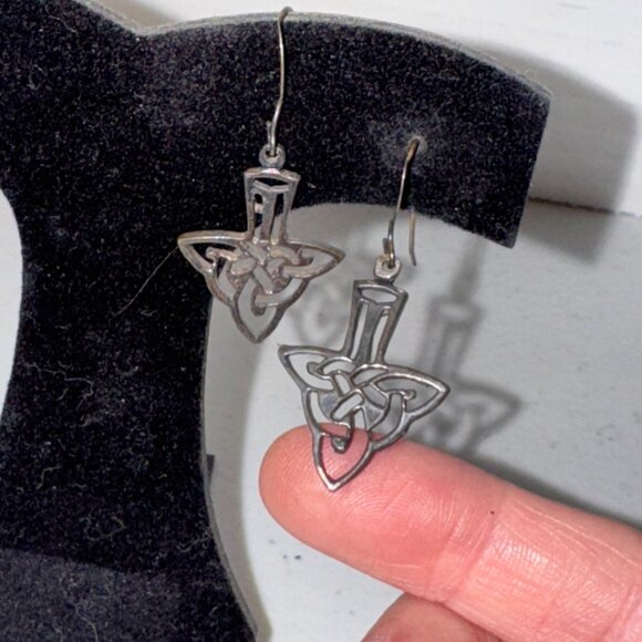 Celtic Triangle Dangle Earrings - Picture 8 of 14